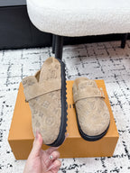 LV Cosy Comfort Mules Light Brown Monogram Suede 616990