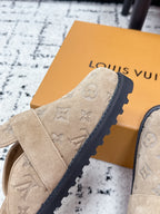 LV Cosy Comfort Mules Light Brown Monogram Suede 616990