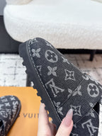 LV Cosy Comfort Mules Dark Grey Monogram Denim 616992