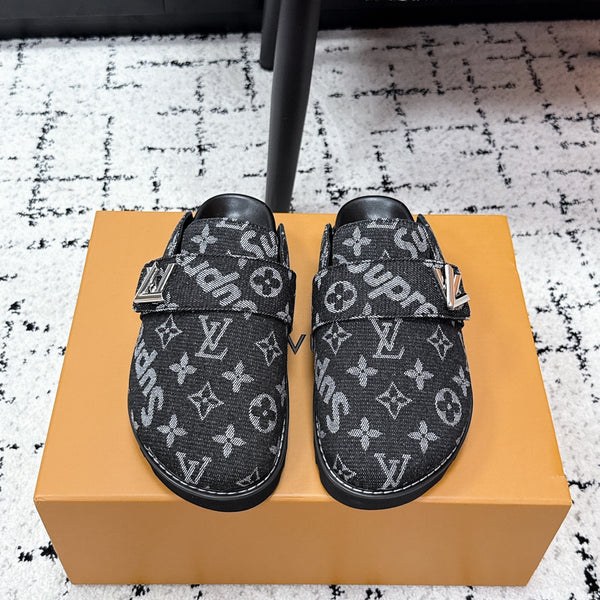 LV Cosy Comfort Mules Dark Grey Monogram Denim 616992