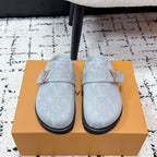 LV Cosy Comfort Mules Light Grey Monogram Denim 616993