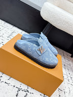 LV Cosy Comfort Mules Light Blue Monogram Denim 616994