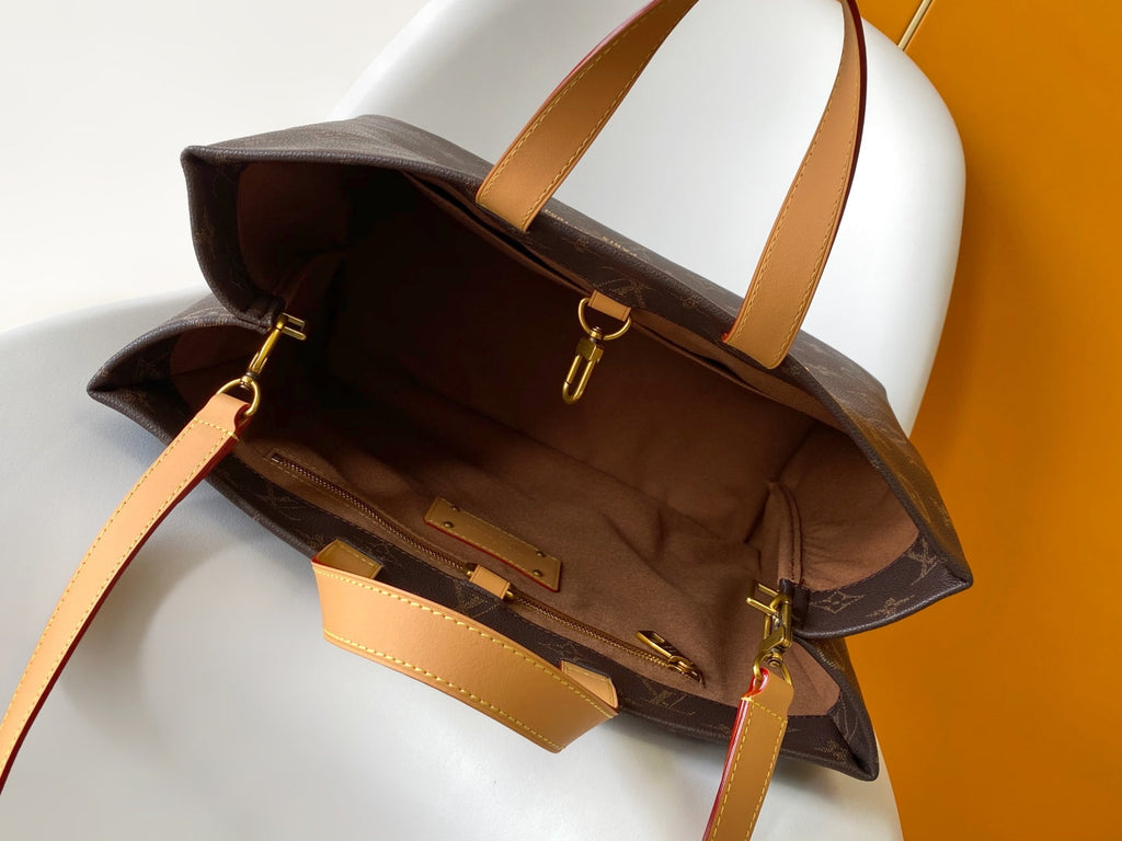 LV Shopper Tote MM 40cm Brown Monogram Canvas GHW