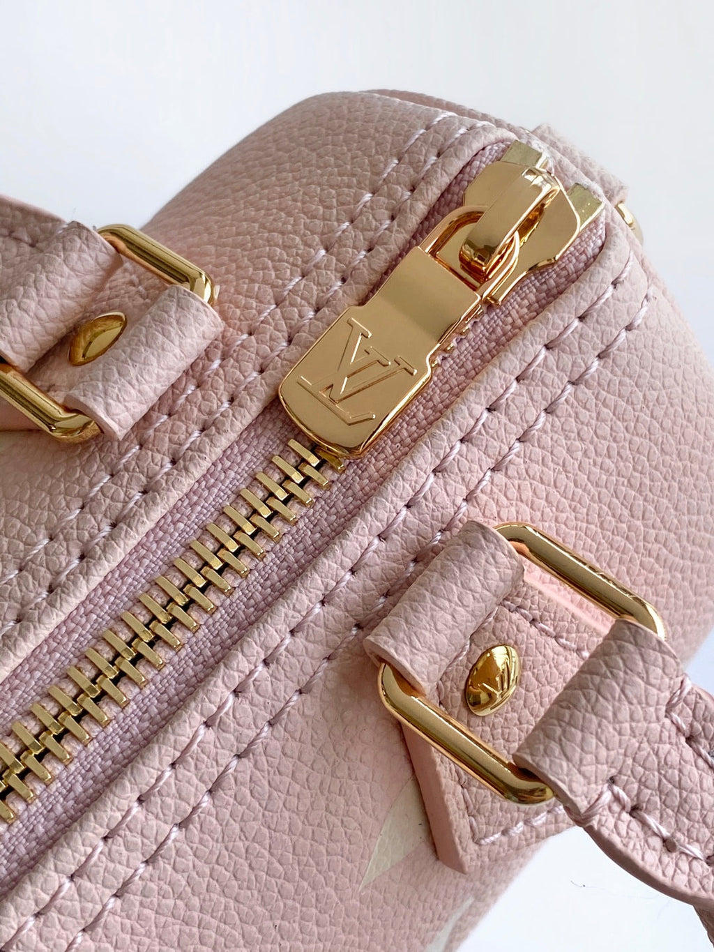 LV Nano Speedy Bag 16 cm Pink White Embossed cowhide GHW