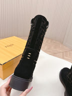 Fendi 25 Short Boots Black Suede 500935