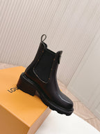 LV 2026 Beaubourg Platform Ankle Boot Black Calfskin 595465