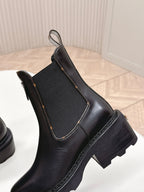 LV 2026 Beaubourg Platform Ankle Boot Black Calfskin 595465