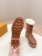 LV 2026 Territory Ankle Boot Brown White Nubuck Calf Leather 595442