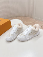 LV Stadium Sneaker White Beige Cowhide Cotton Wool 595427