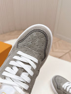 LV Stadium Sneaker Grey Suede Wool 595430