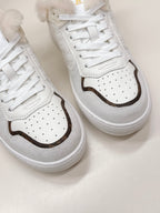 LV Stadium Sneaker White Brown Monogram Canvas Cowhide Wool 595426