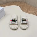 CD 26s Slippers White Canvas Lambskin 643806