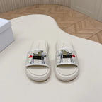 CD 26s Slippers White Canvas Lambskin 643806