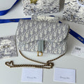 CD Medium Saddle Pouch with Chain 21.5cm Grayish Jacquard Cowhide GHW