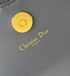 CD Medium Saddle Pouch with Chain 21.5cm Blue Jacquard Cowhide GHW