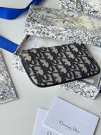 CD 30 Montaigne Coin Purse Key Bag Blue Jacquard GHW