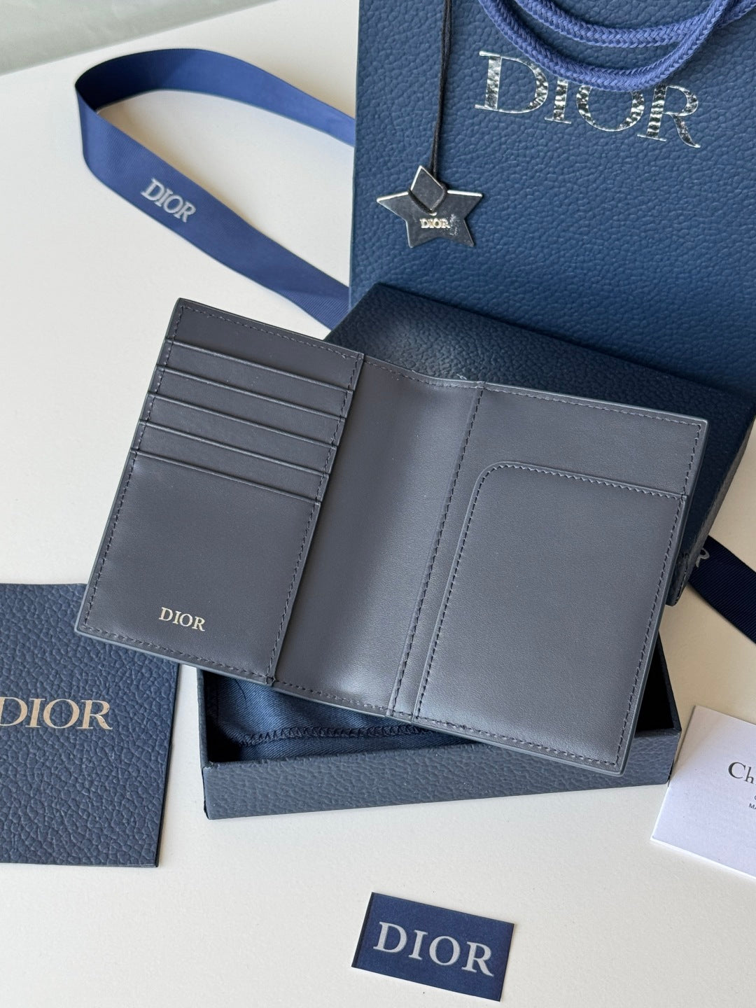 CD Diamond Saddle Passport Blue Beige Cowhide