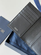 CD Oblique Passport Holder Black Beige Jacquard Cowhide