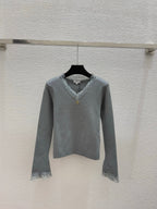 CC 26 Long-sleeved Top With Lace Neckline and Cuffs Wool 652456