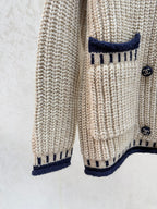 Chanel 2025 Cardigan Beige Blue Wool