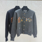 Dior 2025 Cat Print Jacket Black and Gray Wool