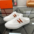 HM Men's Keep Mule White Brown Cowhide 708688