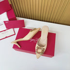 Viv Diamond Mules Champagne Silk 247392