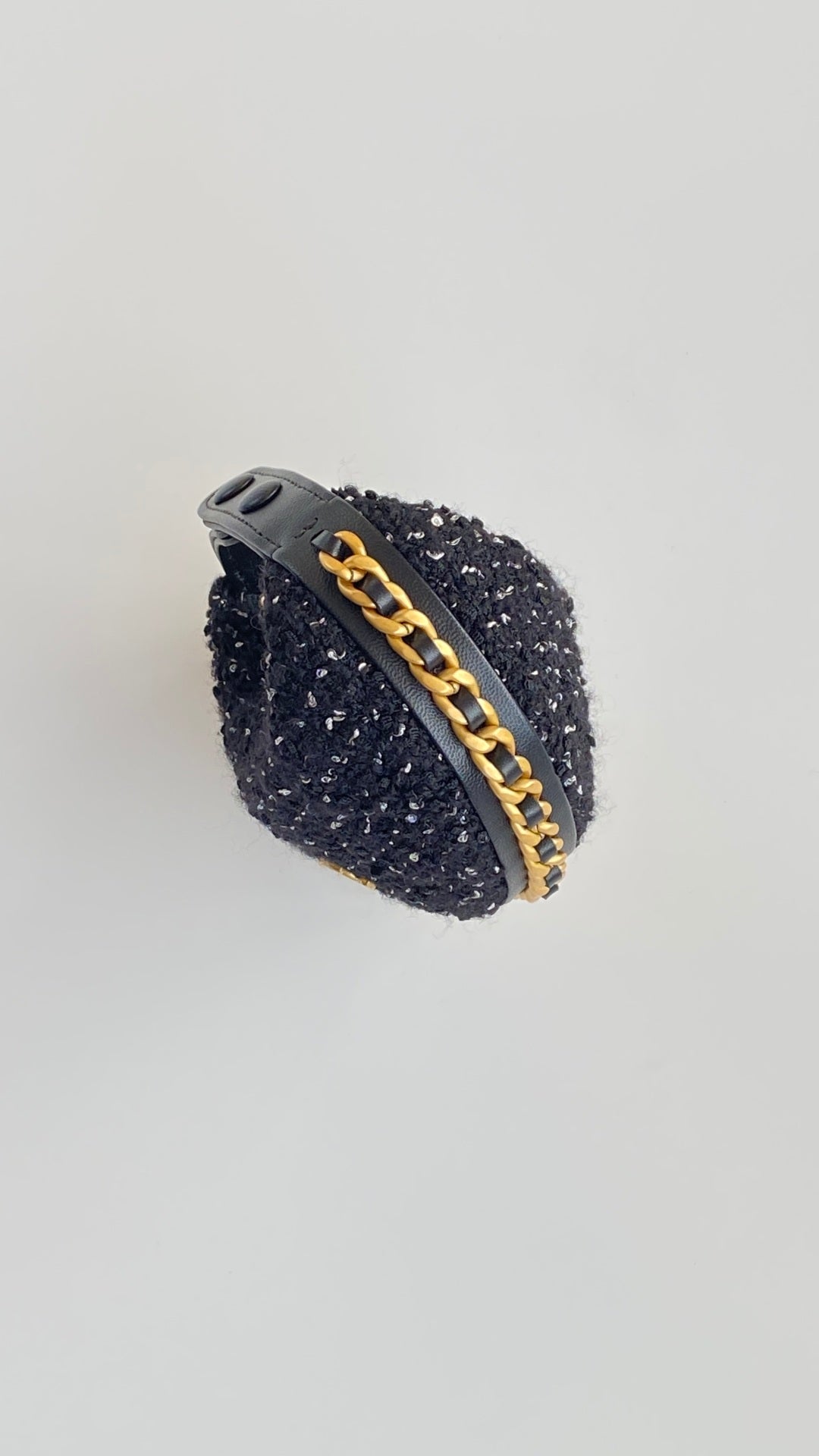 CC Mini Crescent Carry-on Bag 13 Dark Blue Wool Tweed