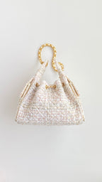 CC 25 hobo bag 30 ivory white pink tweed