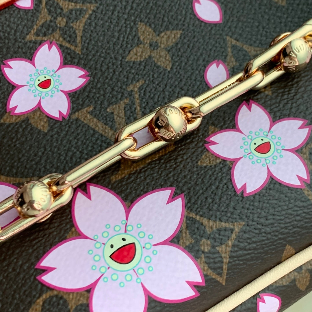 LV x TM Pochette Accessoires 22cm Sakura Brown Cherry Blossom Monogram Canvas