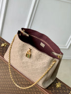 Anytime 42cm Tote Bag Beige Gold Empreinte leather 250557