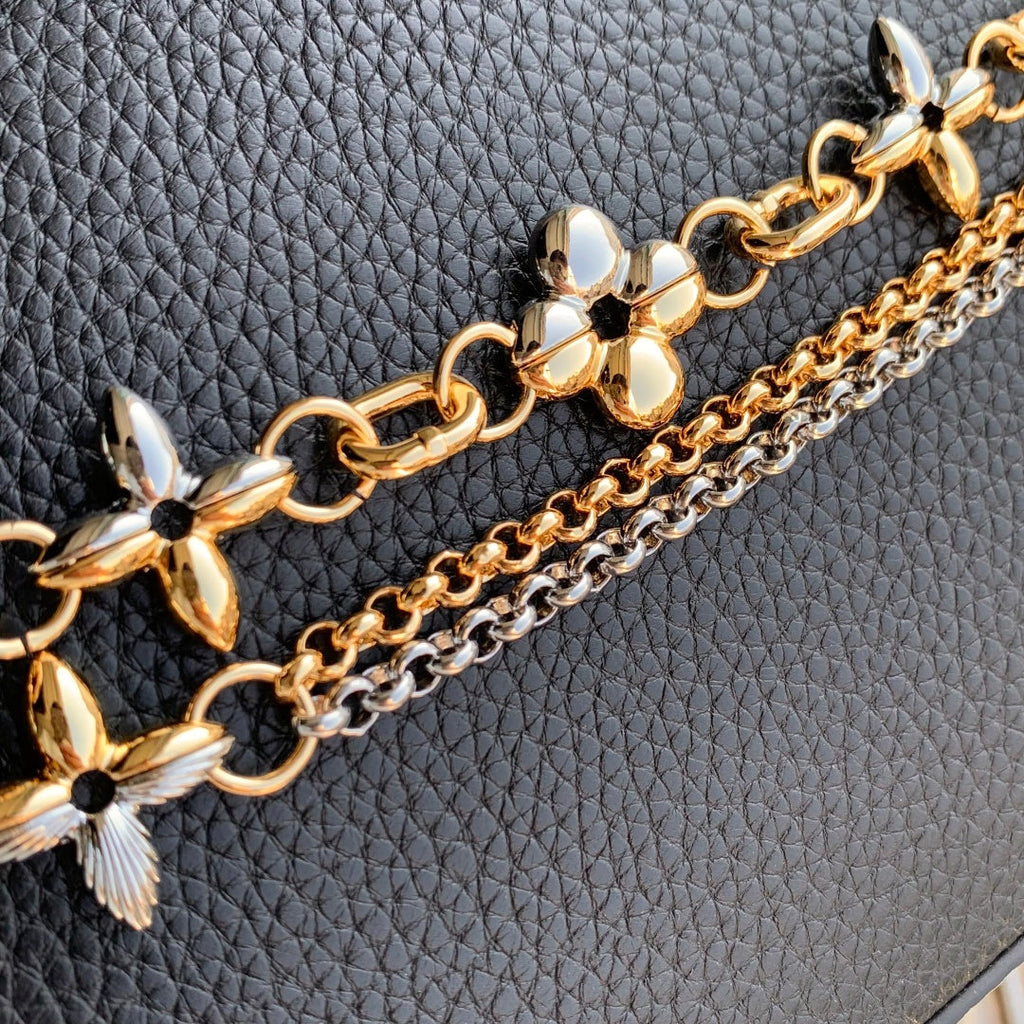 LV 2025 Capucines Bag Black Gold Taurillon Leather 347382