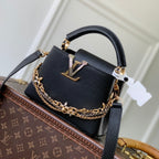 LV 2025 Capucines Bag Black Gold Taurillon Leather 347382