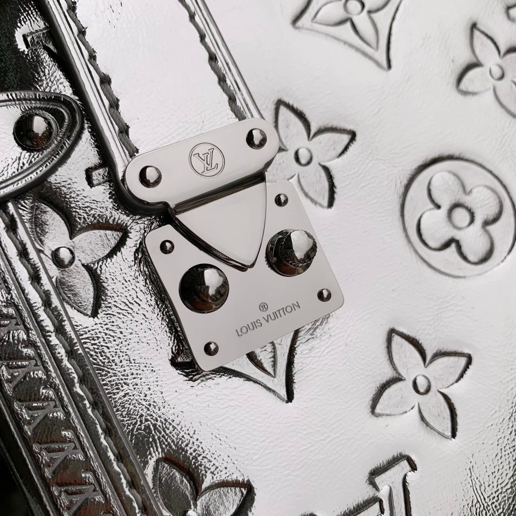 LV 2025 Side Trunk MM Bag Silver Calfskin 347376