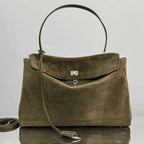 Balenciaga LargeBag 40 Olive Green Suede Sliver Hardware