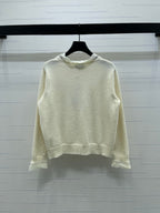 CC 26  Lace-Trimmed Knit Cardigan Cream Wool 340798