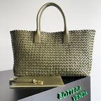 BV Large Cabat Bag 51cm Army Green Leather GHW