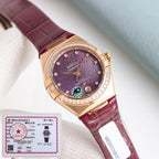 Omega Constellation 29mm Diamond Bezel Crocodile Leather