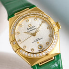 Omega Constellation 29mm Diamond Bezel Crocodile Leather