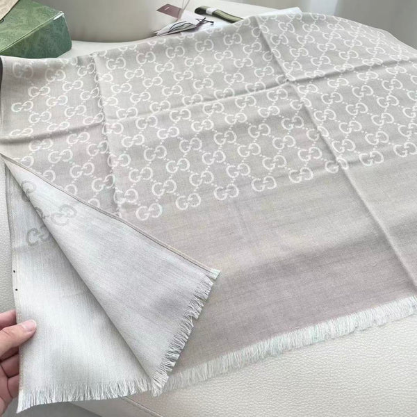 GG Houndstooth Scarf 180CM Light Beige Cashmere 288134