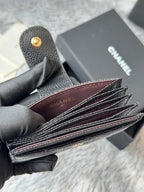 CC Accordion Card Holder Black Gold-tone Metal Caviar 242648