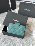 CC Accordion Card Holder Green Gold-tone Metal Caviar 242655