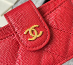CC Accordion Card Holder Red Gold-tone Metal Caviar 242669