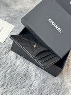 CC Carld Holder Black Sliver-tone Metal Grain Calfskin 242678