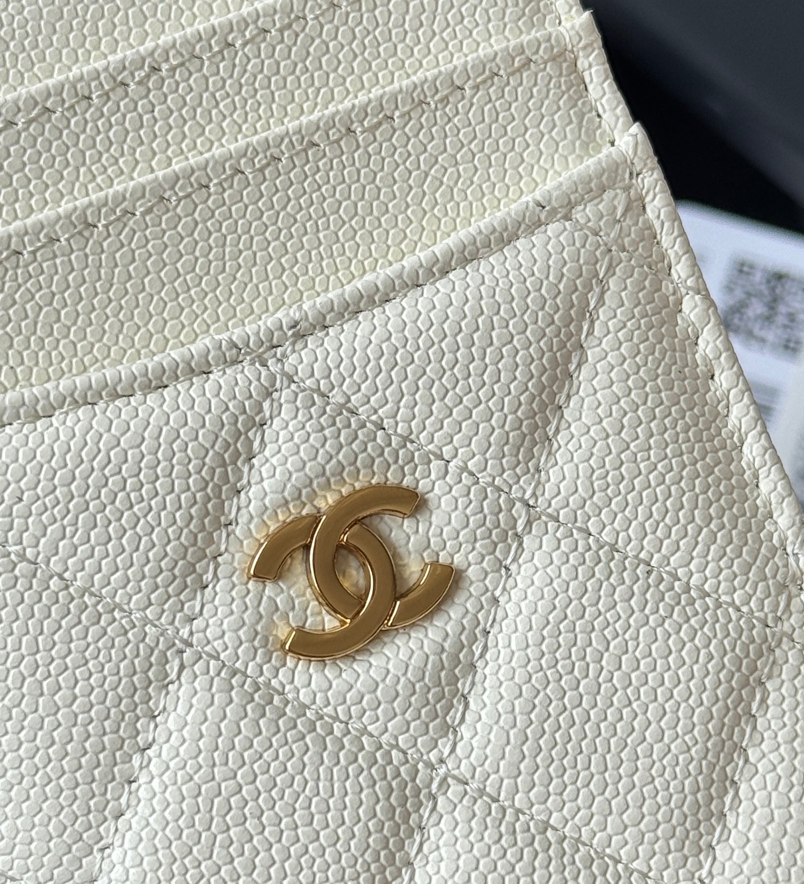 CC Carld Holder White Grain Calfskin 242688