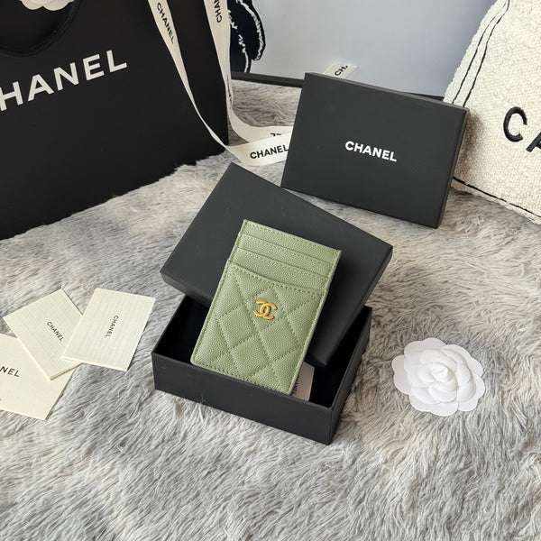 CC Carld Holder Olive Green Grain Calfskin 242696