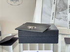 Pra Metal Logo-Stamp Card Holder Black Saffiano Leather