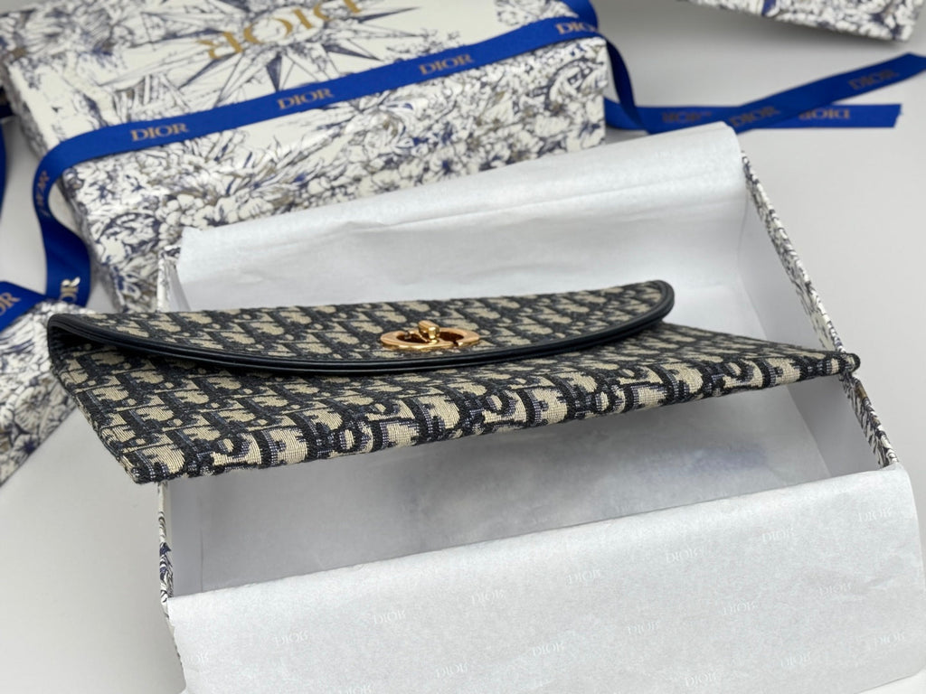 CD 30 Montaigne Avenue Pouch with Flap 30cm Blue Jacquard
