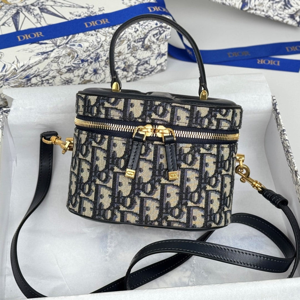 CD Signature Vanity Case 16cm Blue Jacquard
