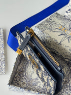 CD 30 Montaigne Dahlia Wallet 12cm Blue Fabric & Calfskin Jacquard